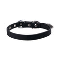 Black genuine cowhide handmade collar with geometric design and alloy pendant