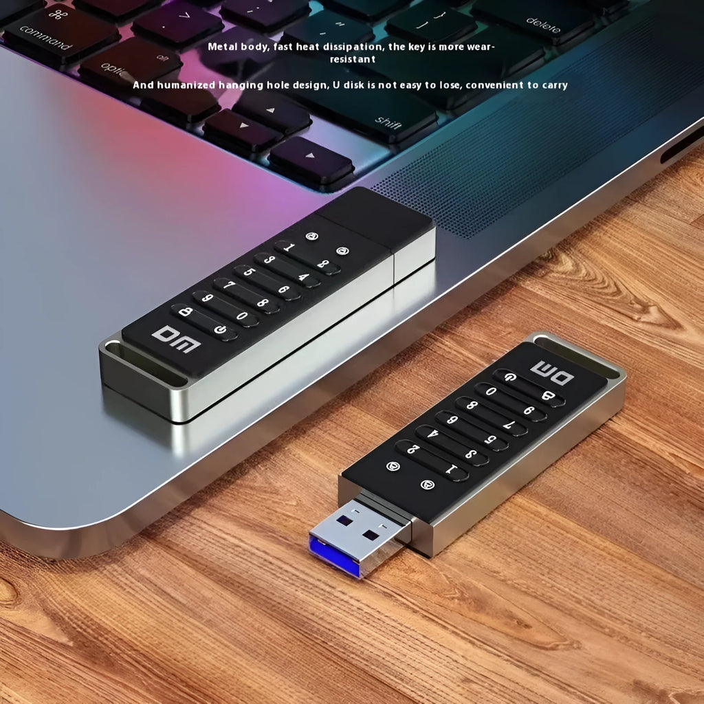 Fingerprint security USB flash drive with metal casing, USB 3.0 interface, 64GB capacity