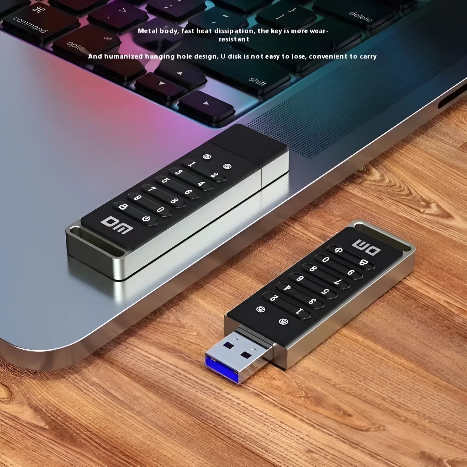 Fingerprint security USB flash drive with metal casing, USB 3.0 interface, 64GB capacity