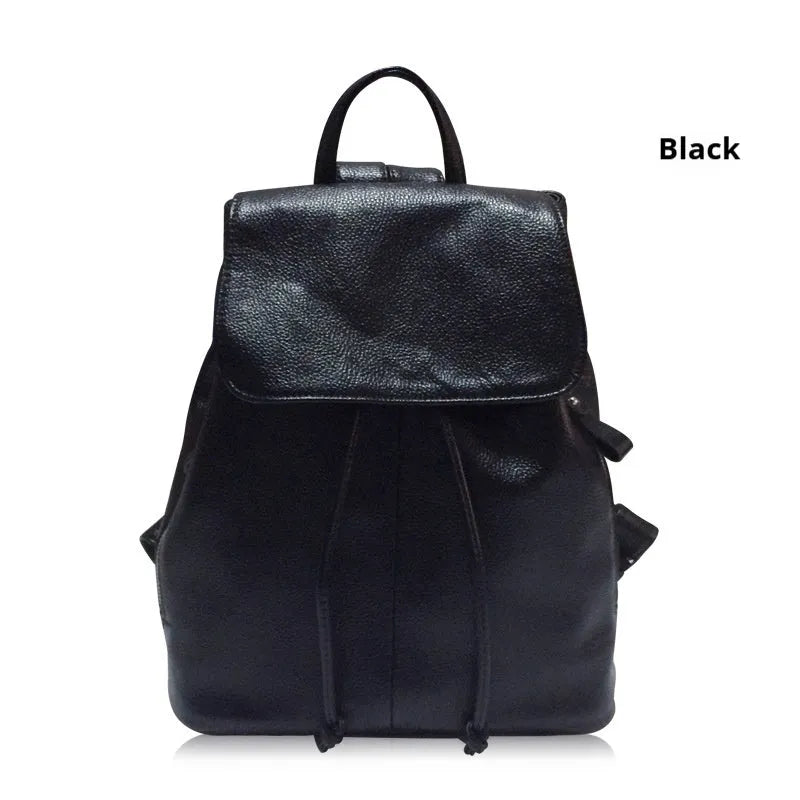 Genuine leather women's backpack in street trend style with multiple compartments and waterproof construction