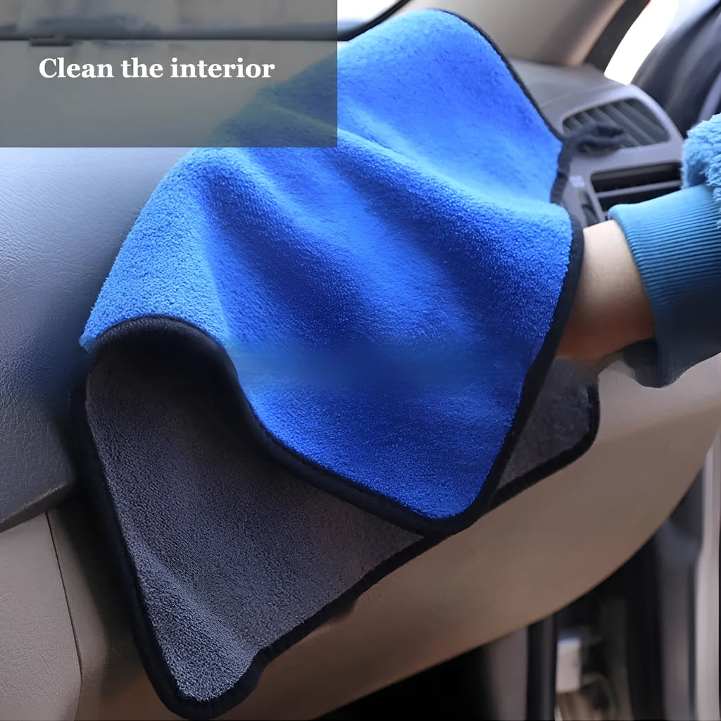 Car Cleaning Cloth Towel Set Coral Fleece Absorbent Car Wipes 5 Piece Pack Car Wash Towel Microfibre Buffing Drying Cloths for Washing Detailing Polishing 30x60cm Yellow