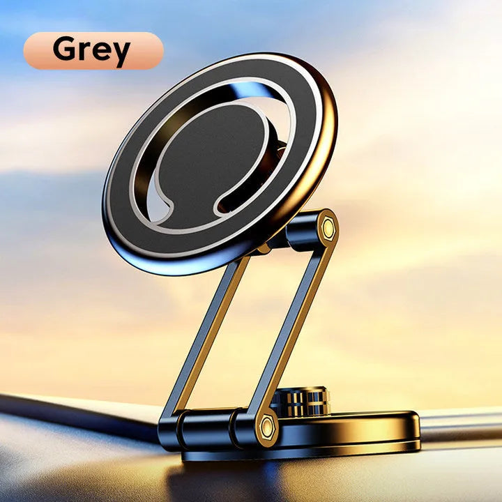 Telescopic folding car phone holder with magnetic suction for instrument panel mounting