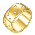 Titanium steel women's couple ring with diamond treatment in geometric shape