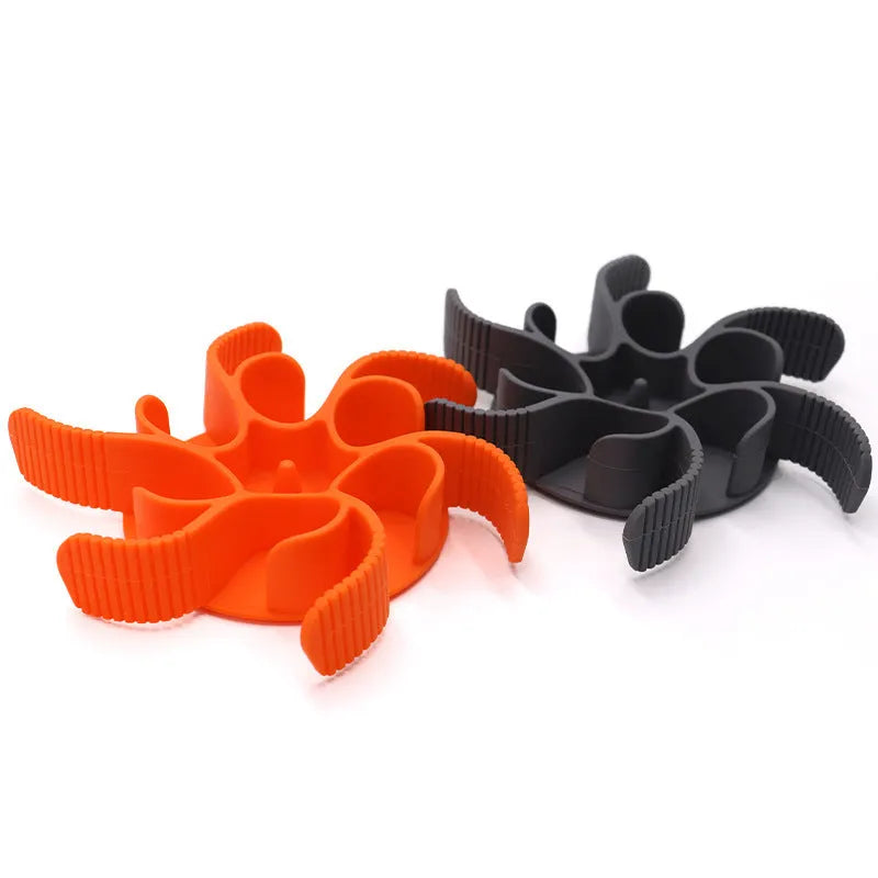 Red silicone dog slow feeder insert with suction cups and conical handles