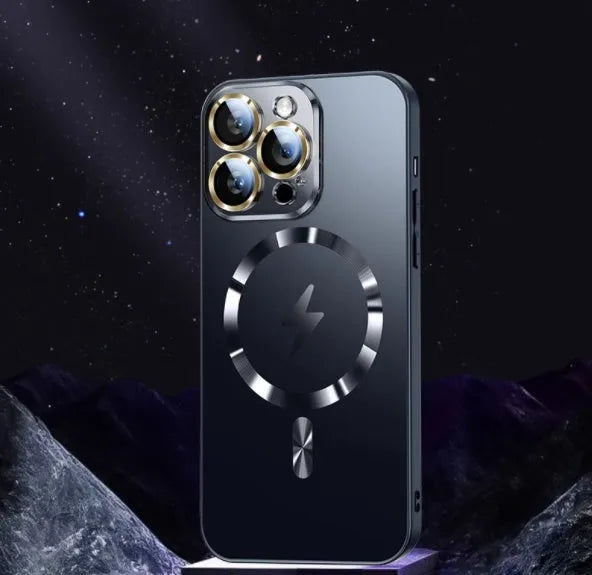 Frosted glass magnetic suction phone case for iPhone 15 in matte finish multiple colours