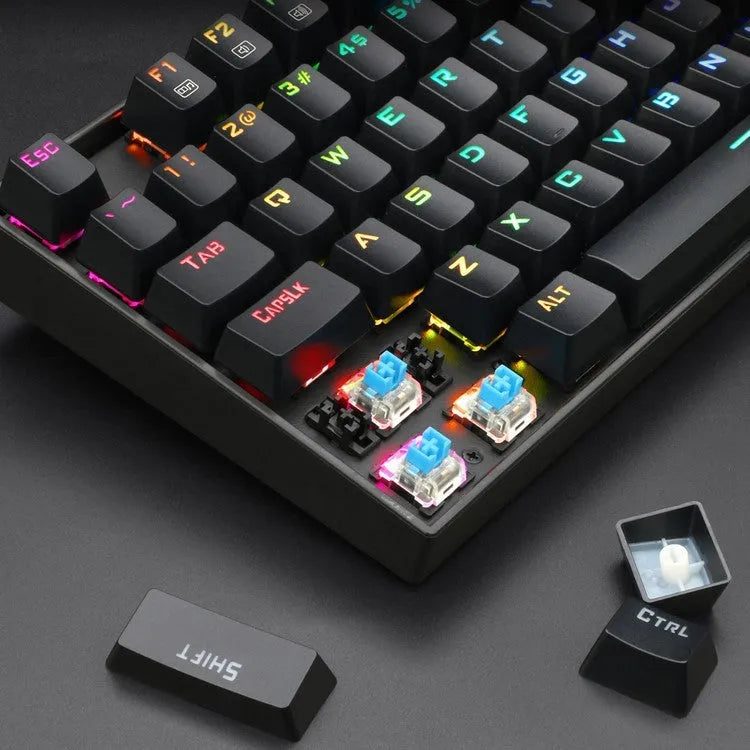 Monochrome luminous wired mechanical green axis keyboard set with mouse, mouse pad, and headphones aluminium alloy build