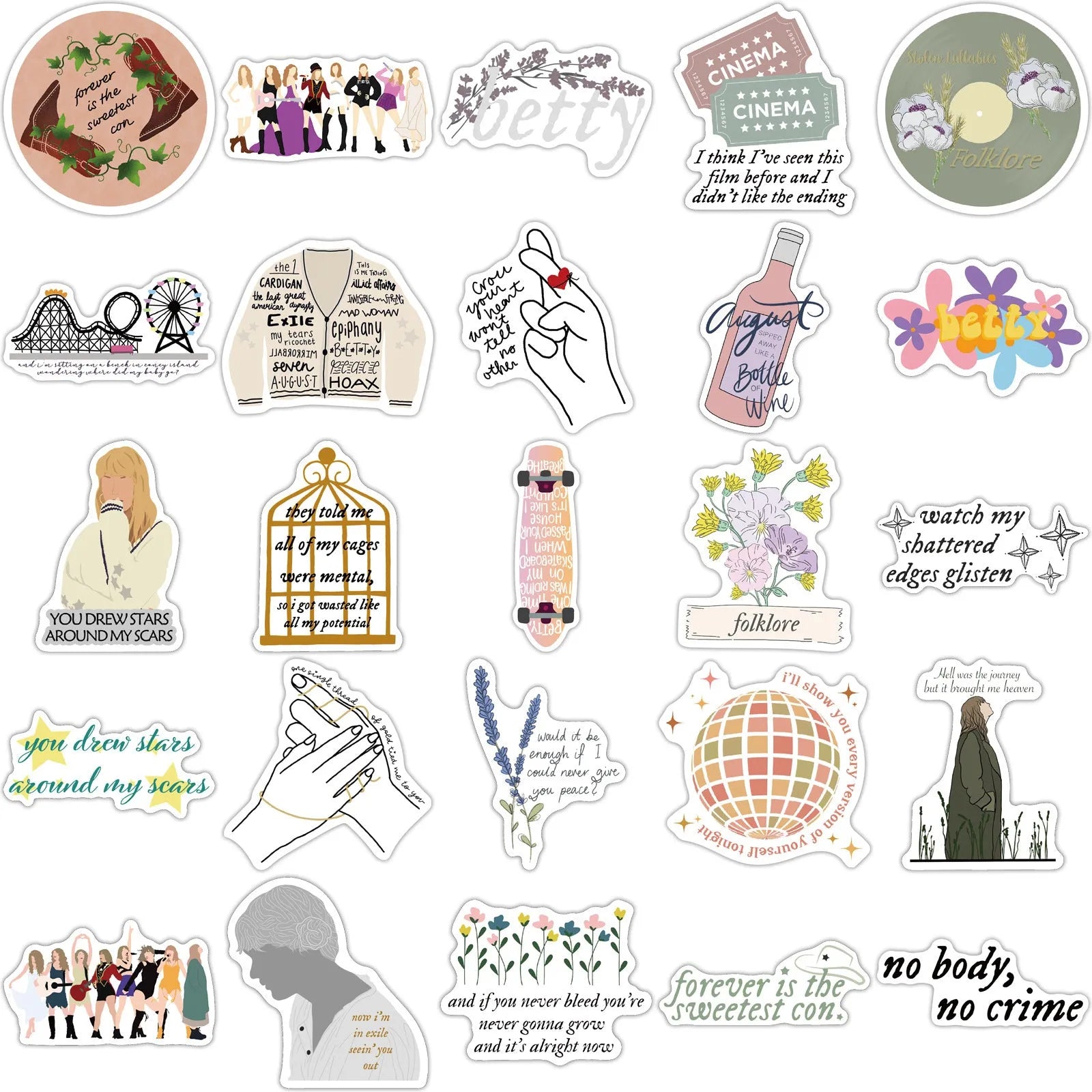 50 sheets of waterproof graffiti cartoon stickers measuring 4-6cm for luggage and notebook decoration