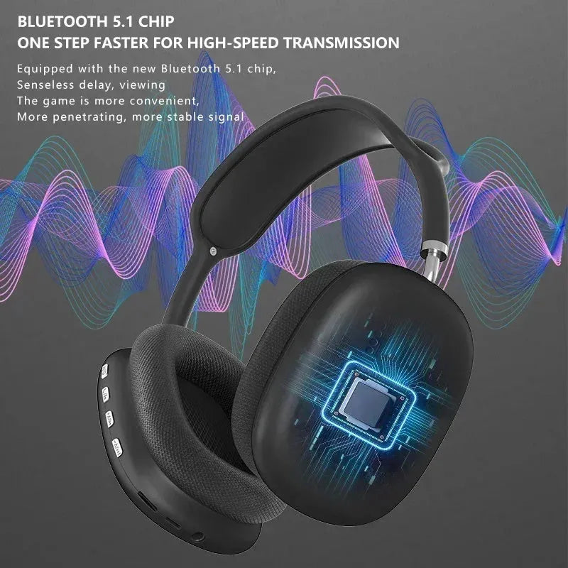 P9 wireless Bluetooth headset outdoor sports gaming headphones with mic noise cancelling earbuds in black