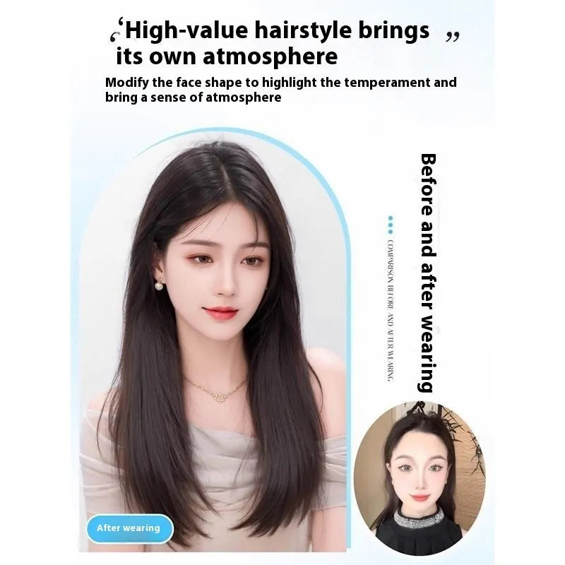 Women's full-head artificial hair wig with Chinese character bangs brown black colour