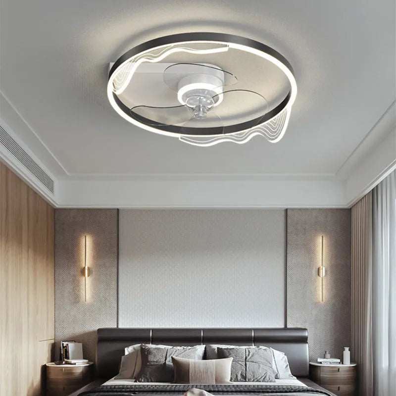 Nordic style children's room ceiling lamp with fan and LED light in iron construction