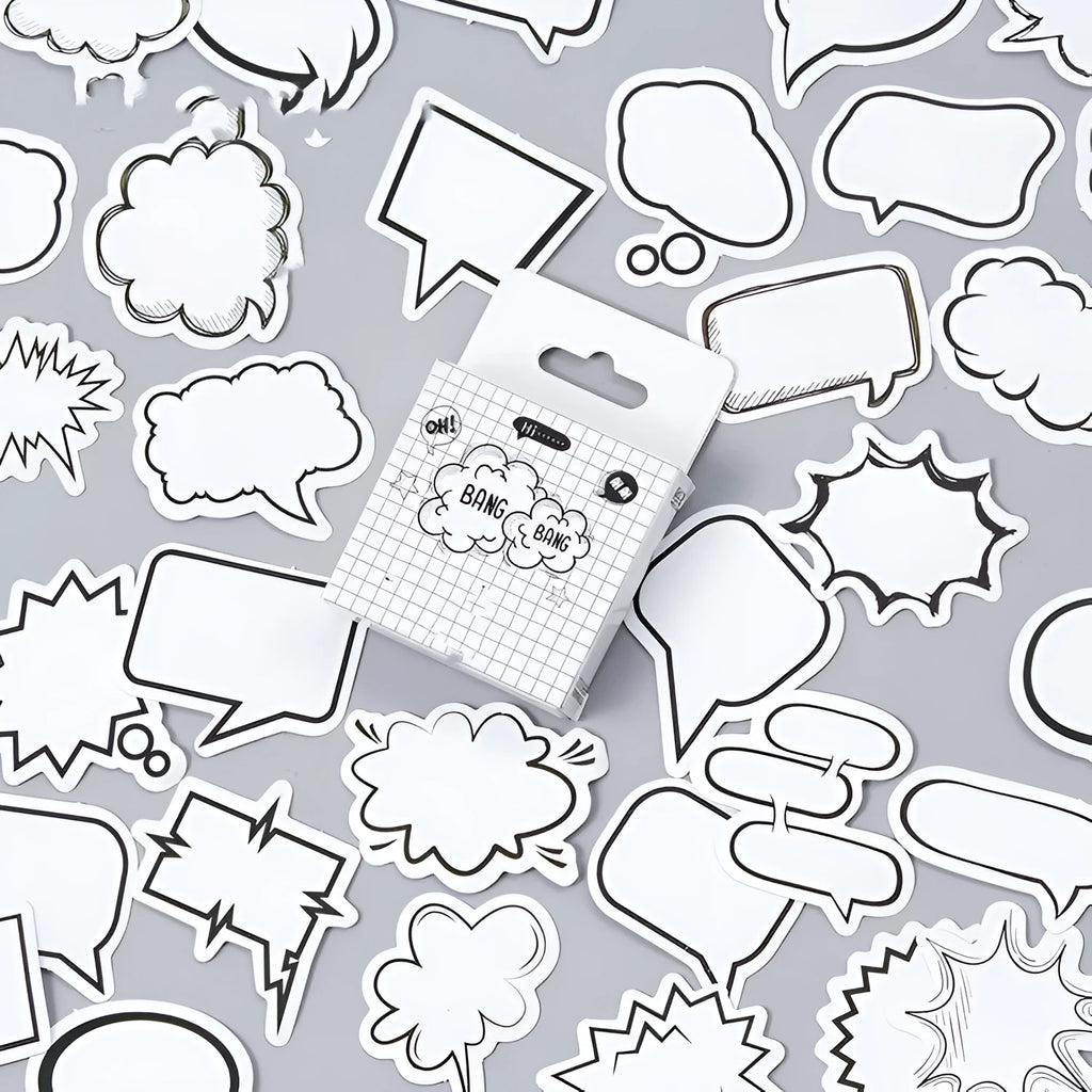 Momo Original boxed sticker set with 45 black and white bubble designs for DIY decoration