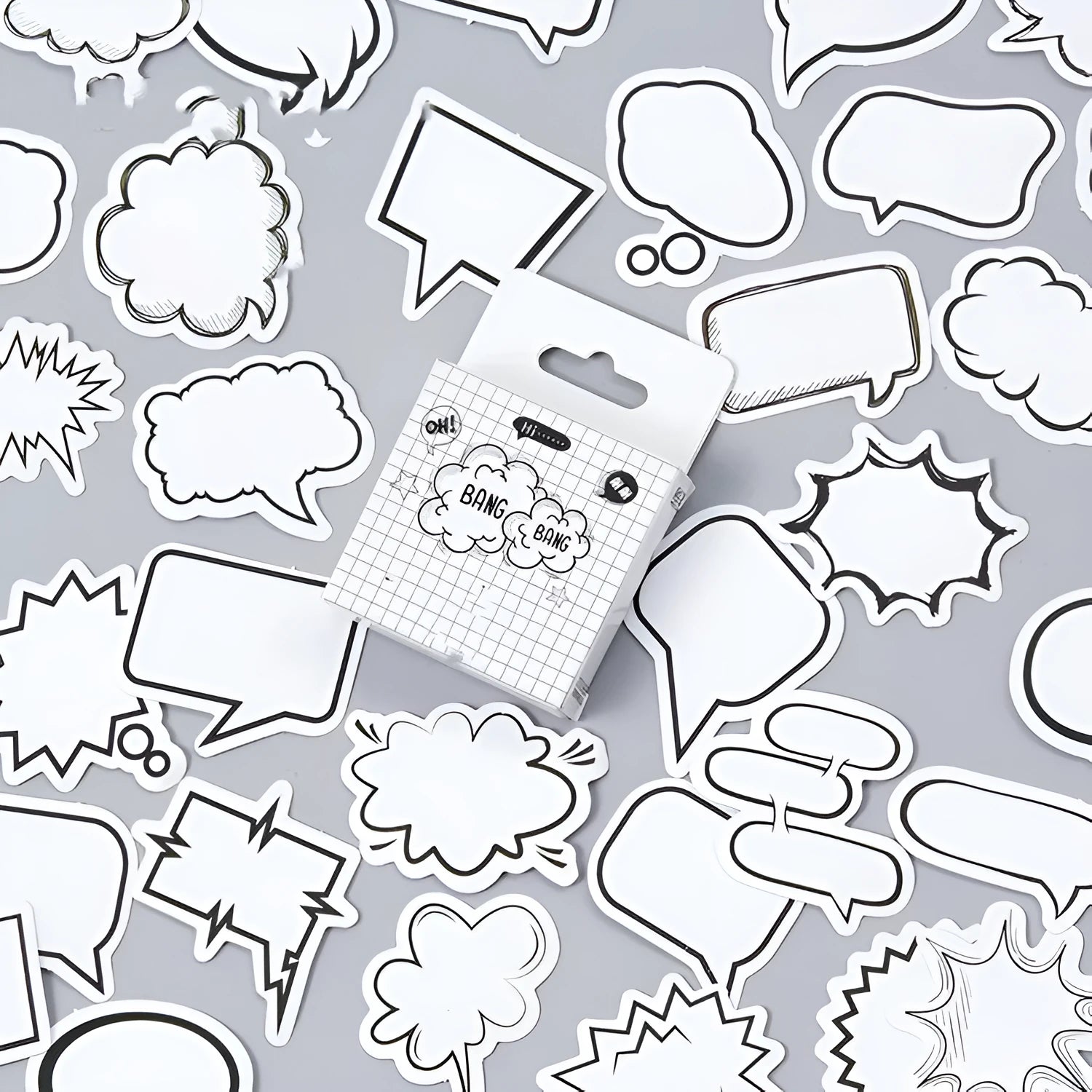Momo Original boxed sticker set with 45 black and white bubble designs for DIY decoration