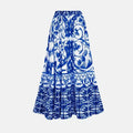 Women's printed one-piece swimsuit in polyester fabric showing suit-style design.