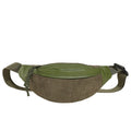 Corduroy crossbody bag in brown with oval shape, slit pocket, and crossbody strap