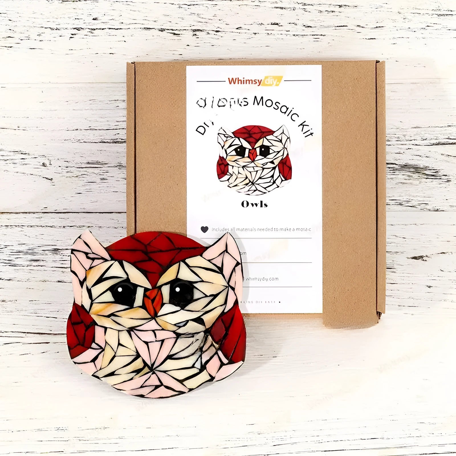 Modern art owl glass mosaic suit decorative ornament in multicolour as shown