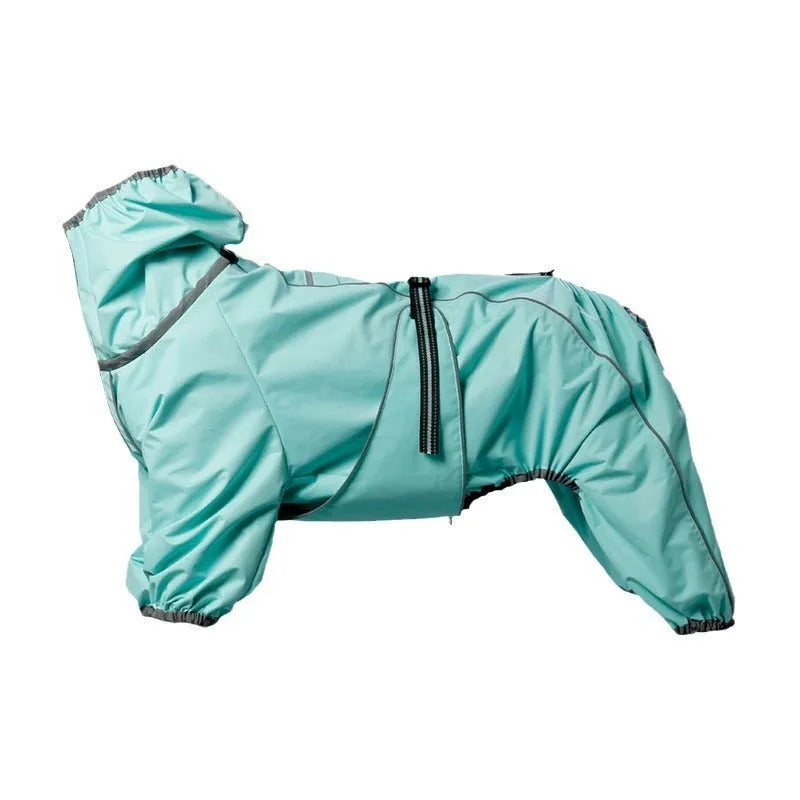 Dog wearing red cotton-padded polyester shell jacket winter coat