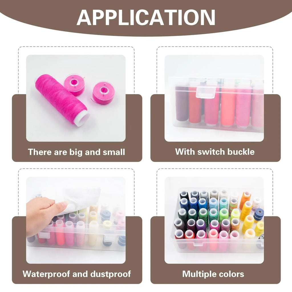 Plastic storage box with 42 compartments for embroidery thread organisation