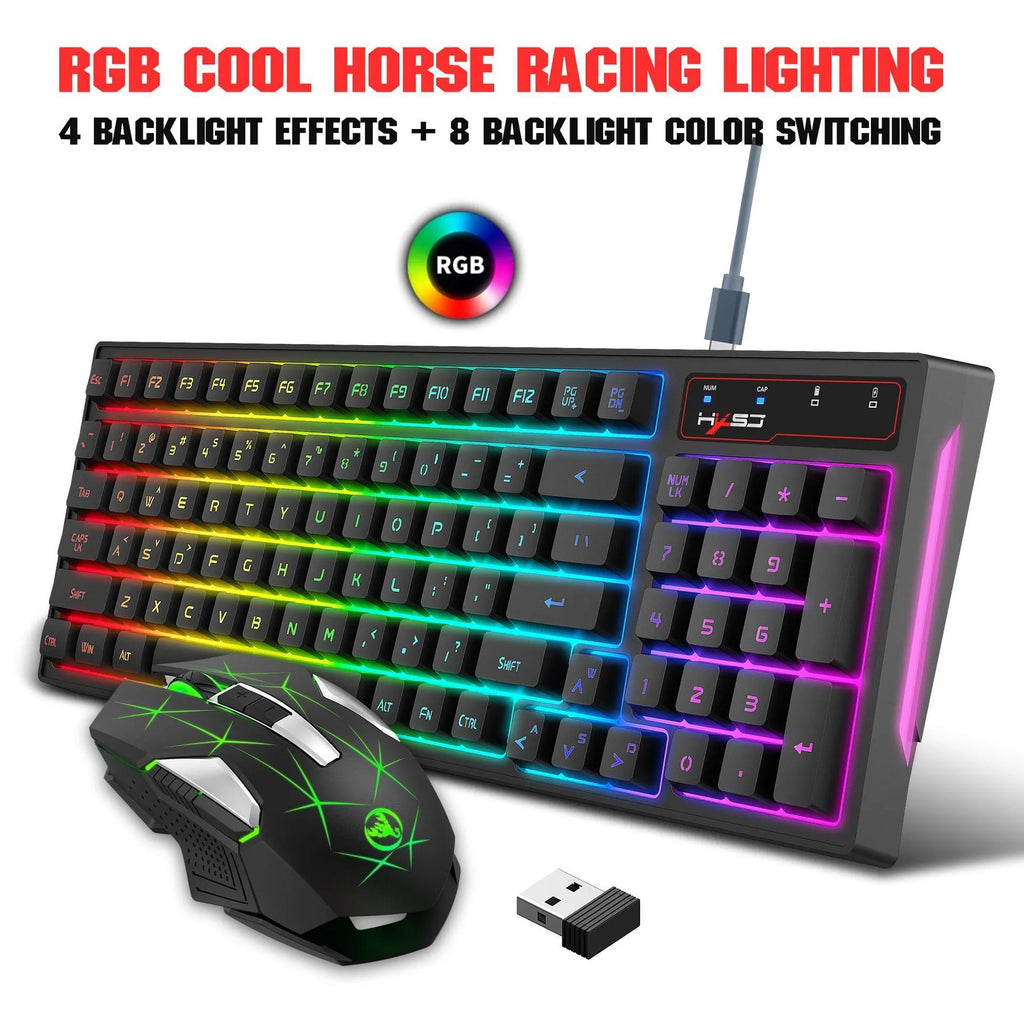 L99 wireless rechargeable 2.4G keyboard and mouse film set with RGB glow and Type-C charging