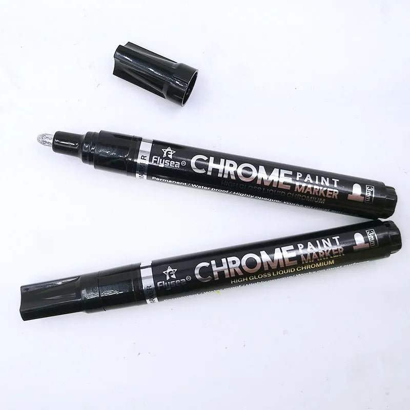 Flysea 3.0mm chrome-plated mirror pen with reflective paint for metal and glass surfaces.