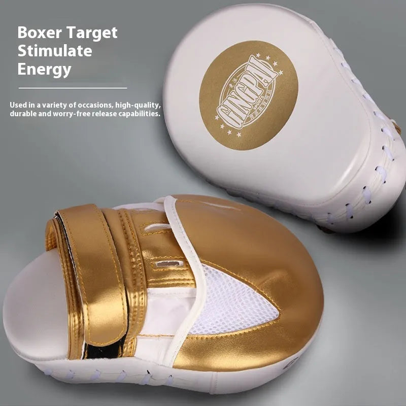 Portable vertical baffle target for Boxer Sanda training in gold or green PU material.