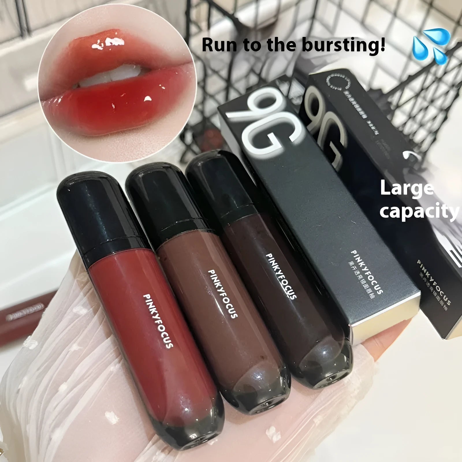Black Shiny Mirror Lip Lacquer lip gloss tube showing high-shine finish in one of six available colours.
