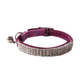 Soft flocking fabric cat collar with elastic buckle in multiple colours on a white background.