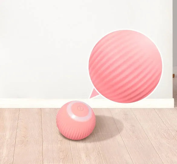 Green and pink electronic rolling ball cat toy with intelligent obstacle avoidance system