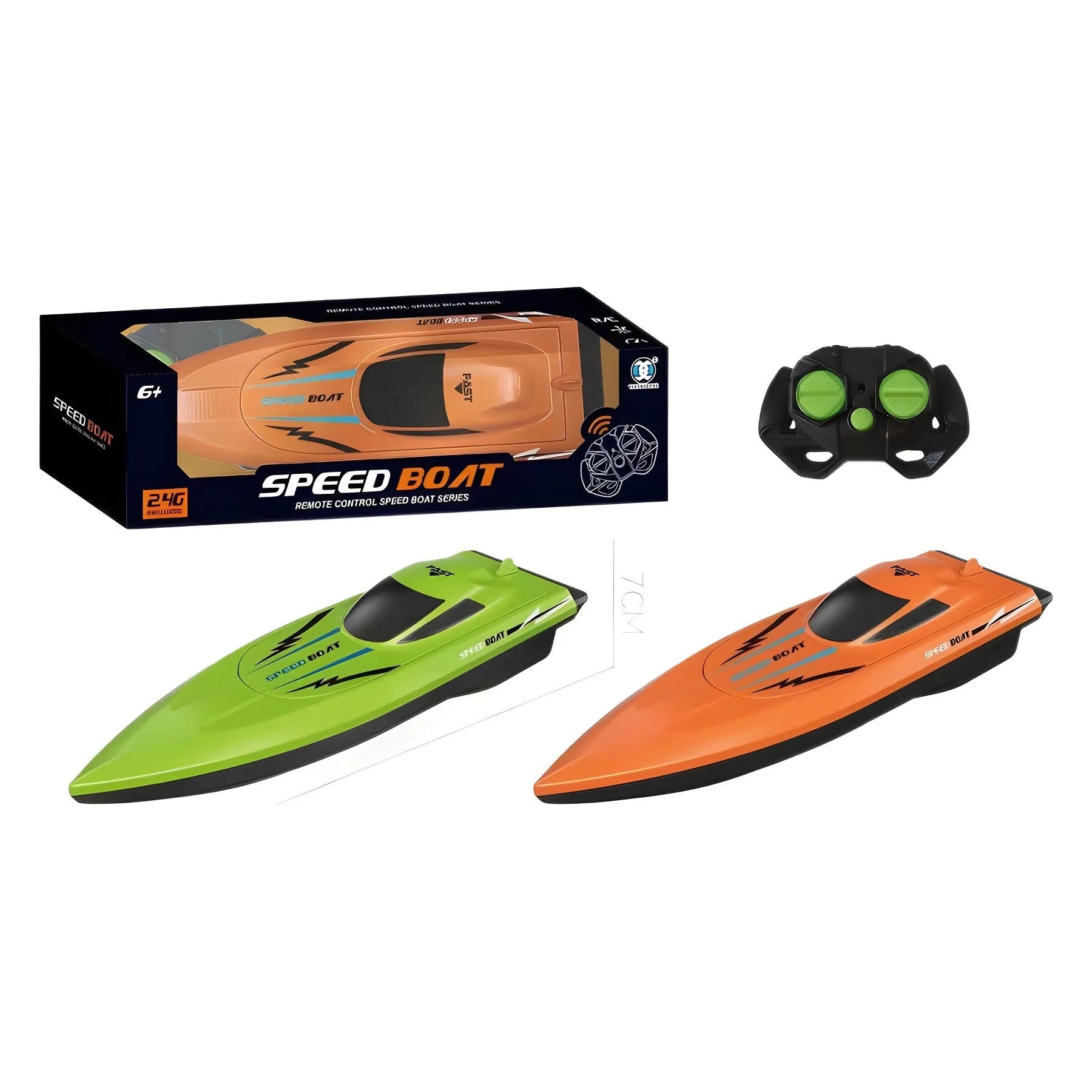 Simulation electric remote-control ship toy double paddle high-speed boat in orange colour on water