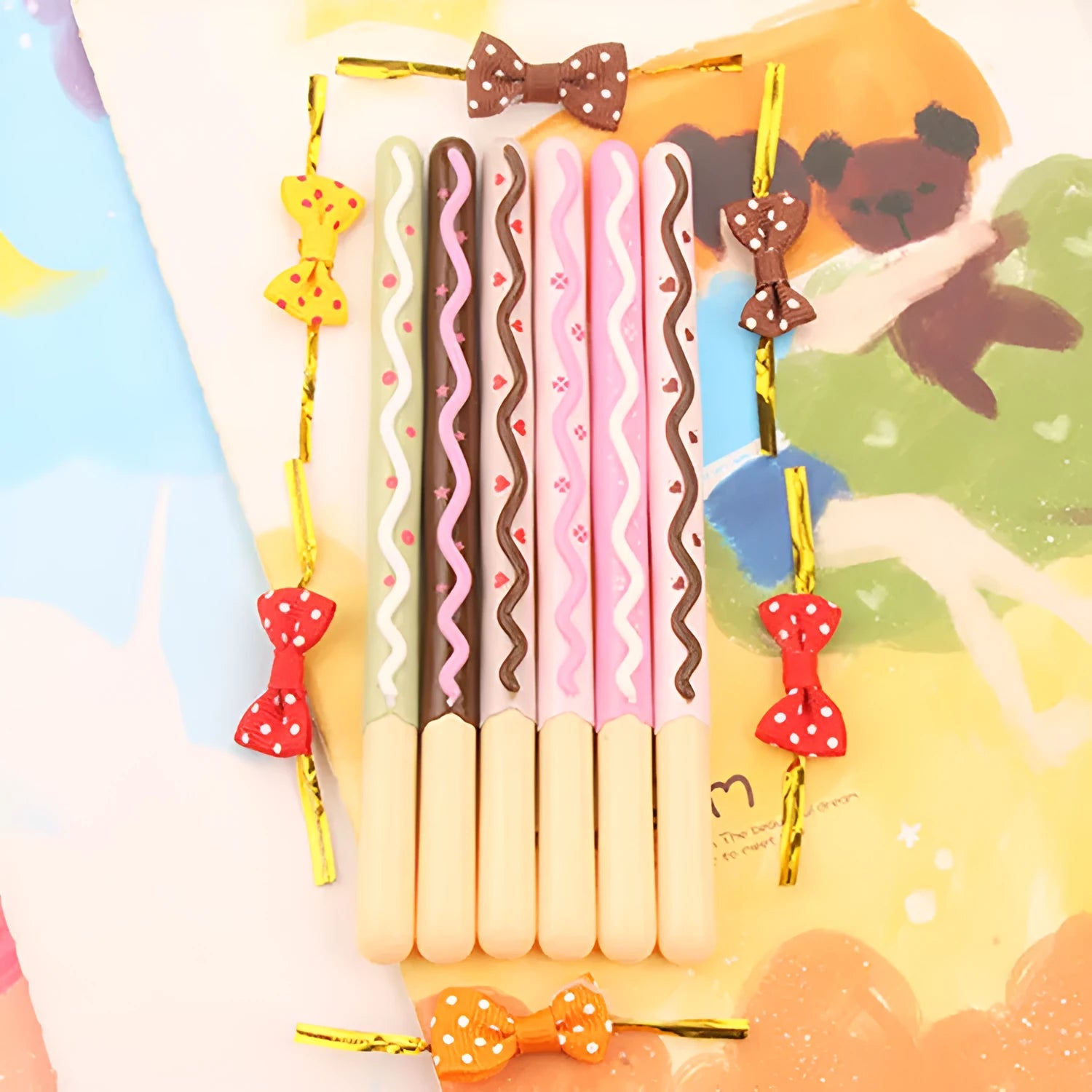 Plastic biscuit-themed fountain pen with 15cm black gel ink body and 0.38mm tip