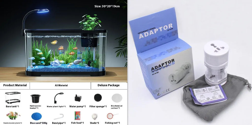 Desktop ecological filter oxygen-making fish tank in luxury white or black colour options