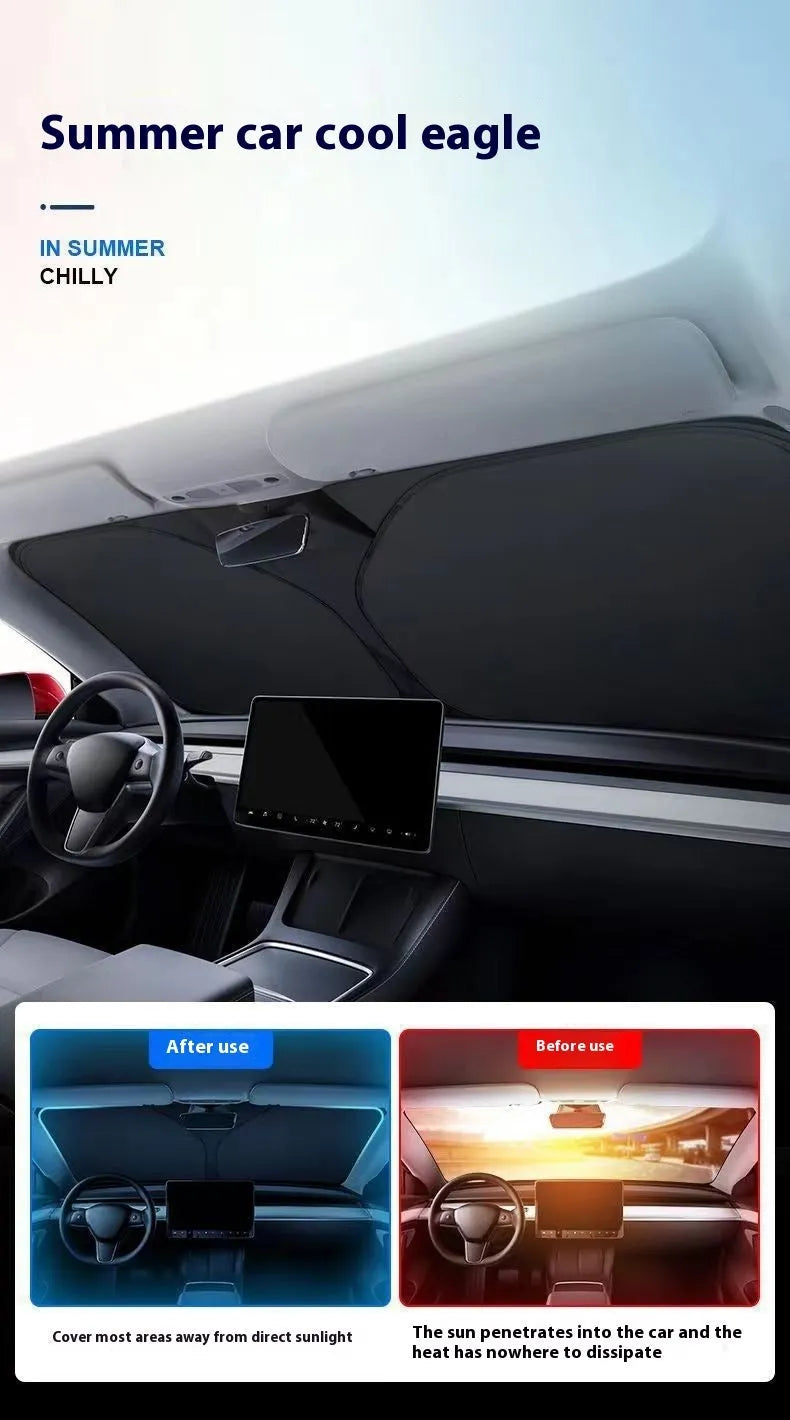 Titanium silver aluminium foil car sunshade shown unfolded.