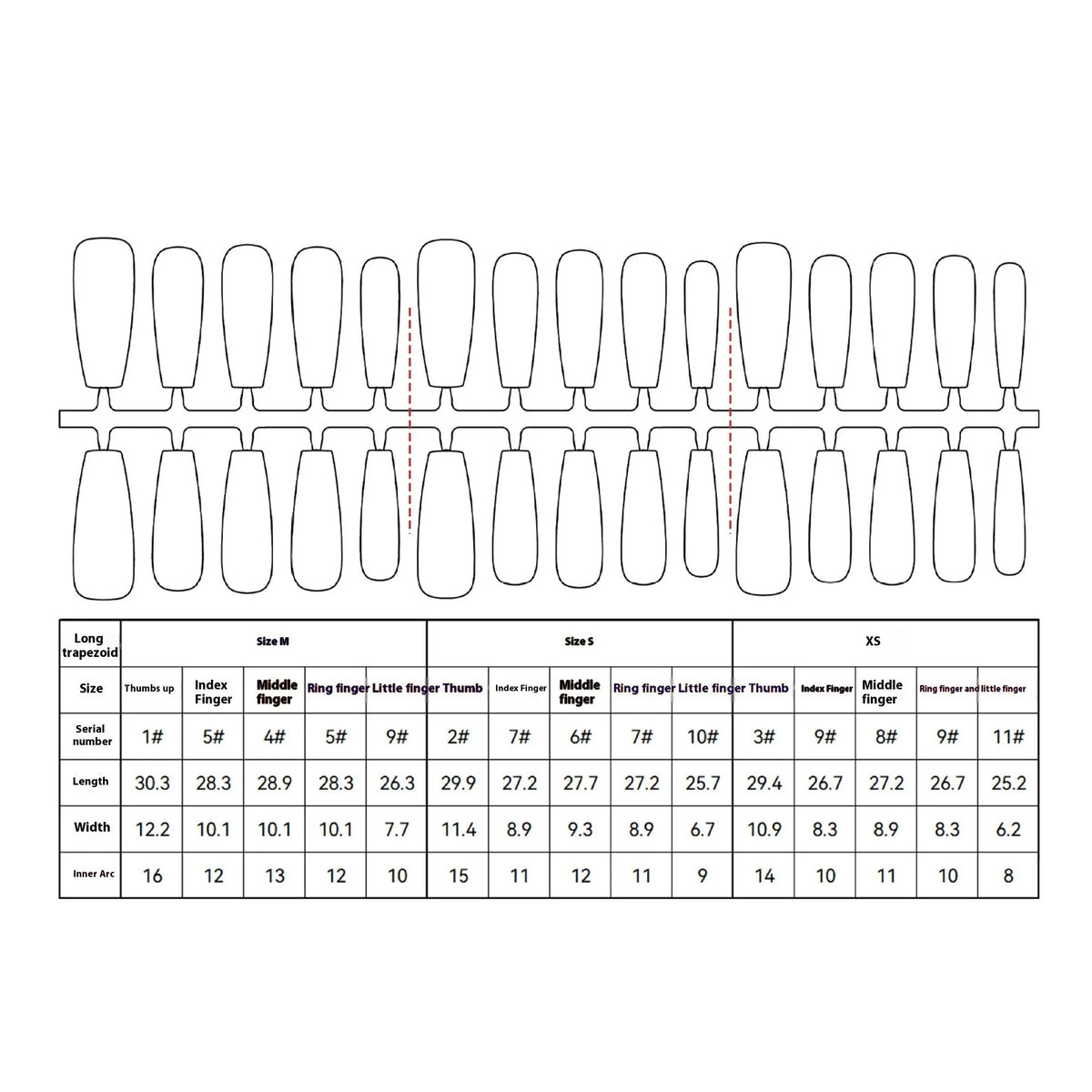Lan Die XB1-637 long ladder French tip press-on nail stickers, 40pcs set, retro Chinese style for autumn and winter