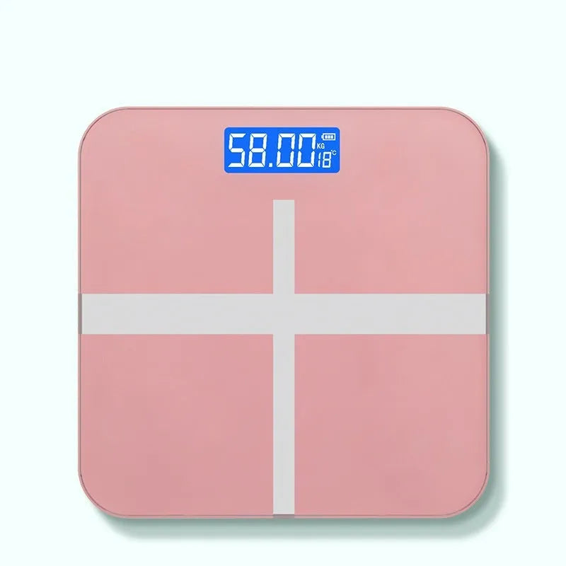 USB rechargeable electronic body weight scale in Cross Black, Cross Rose Red, or Cross White colour options