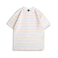 Loose fit striped colour half sleeve t-shirt with round neck collar in multiple size options