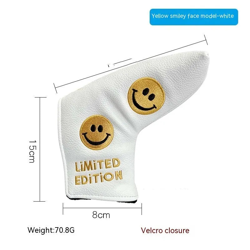 Golf putter sleeve in PU waterproof fabric with fleece lining, showing multiple design options