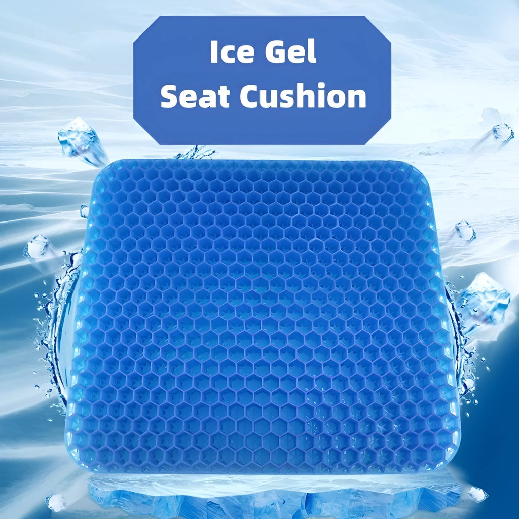 Square gel seat cushion with honeycomb pattern and removable PVC cover for pressure relief