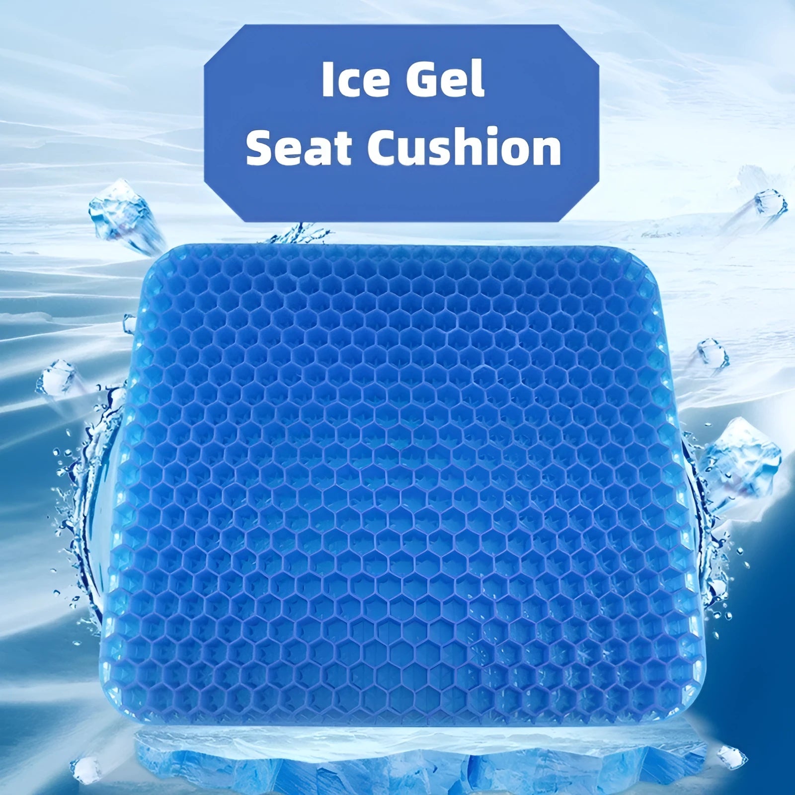 Square gel seat cushion with honeycomb pattern and removable PVC cover for pressure relief