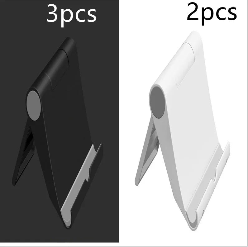 Folding mobile phone tablet stand in multiple colours showing adjustable angle mechanism