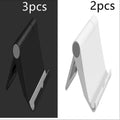 Folding mobile phone tablet stand in multiple colours showing adjustable angle mechanism