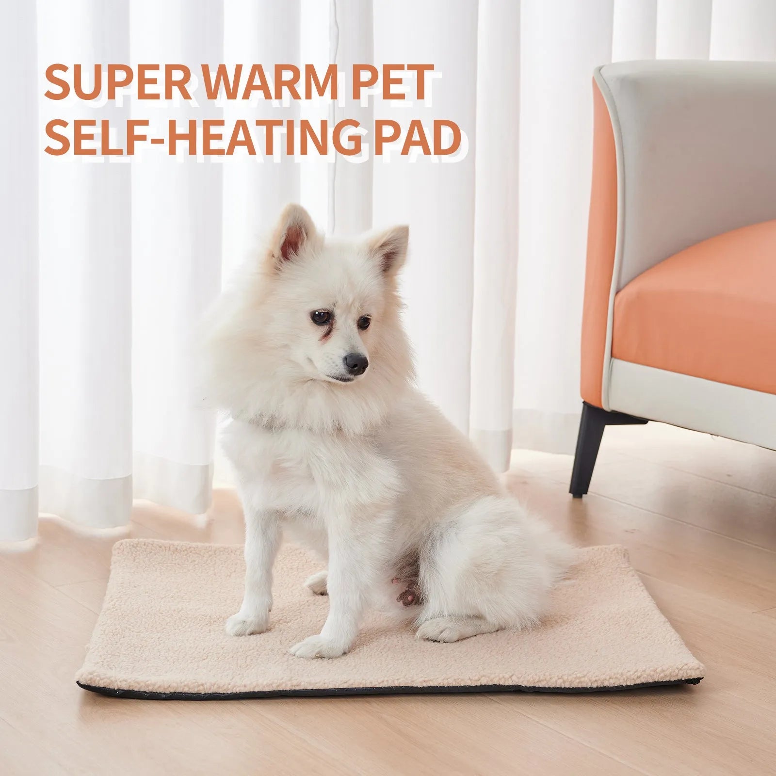 Grey plush self-heating pet bed for cats and small dogs with dimensions 95x65cm