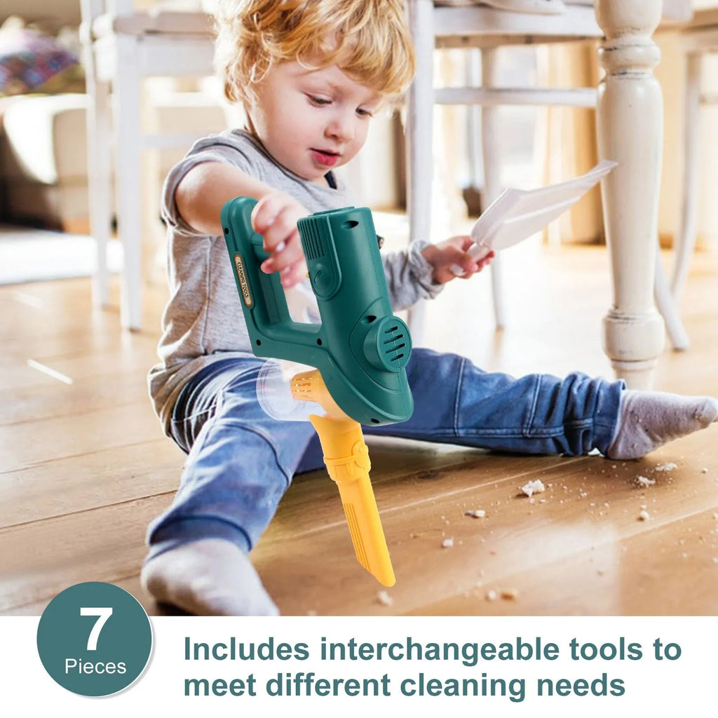 Children's play house vacuum cleaner toy with sound and light, mini plastic cleaning combination for ages 4-6
