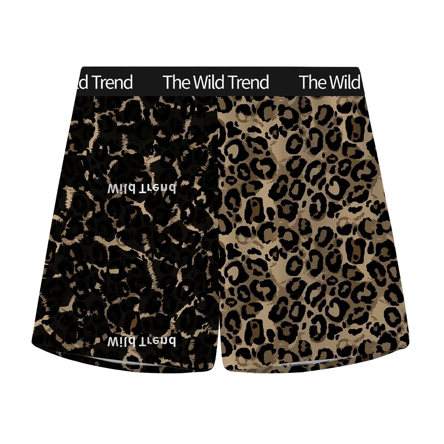 Men's leopard print casual shorts with woven ice silk fabric and quick-drying function
