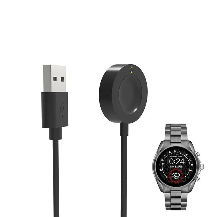 ABS smart watch charging cable 8cm compatible with Michael Kors, black colour on white background