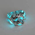 Adjustable metal ring with Chinese dragon pattern in antique silver blue and green electroplated finish