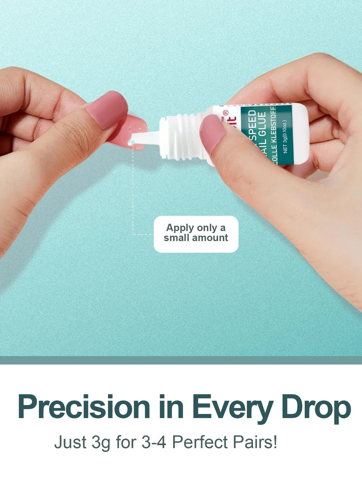 3g bottle of no-cure nail adhesive for decorative accessories and artificial nails, quick-drying and strong bonding glue