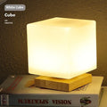 Nordic solid wood USB table lamp with flower-shaped 150x180mm design and touch dimming control