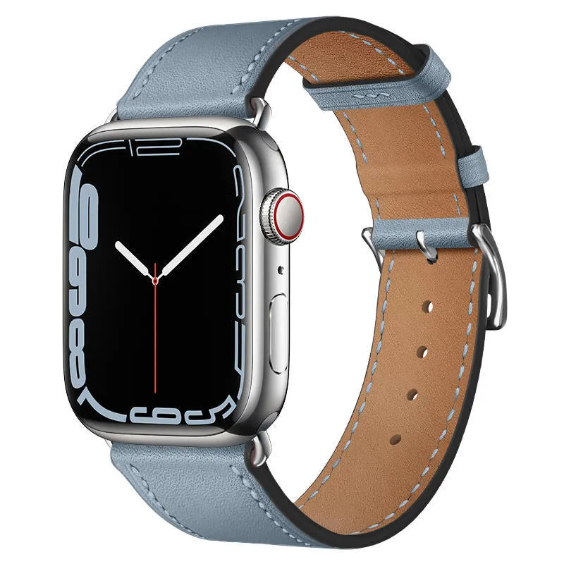 Creative men's leather watch strap for Apple Watch in black colour with black connector