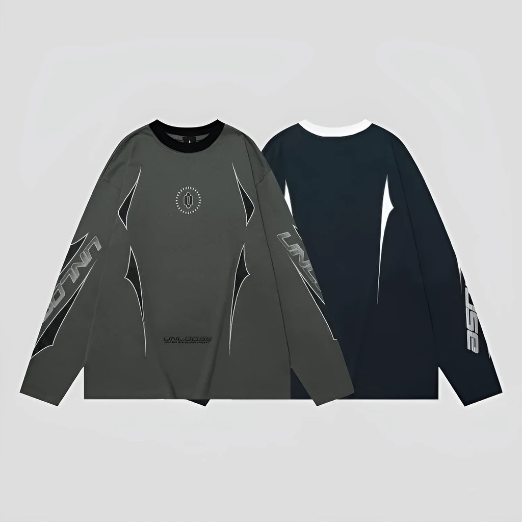 Men's grey khaki cotton pullover sweatshirt with drop-shoulder sleeves and a letter pattern