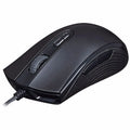 Pulsefire Core RGB wired gaming mouse in black and pink colours with glowing lighting and USB cable.