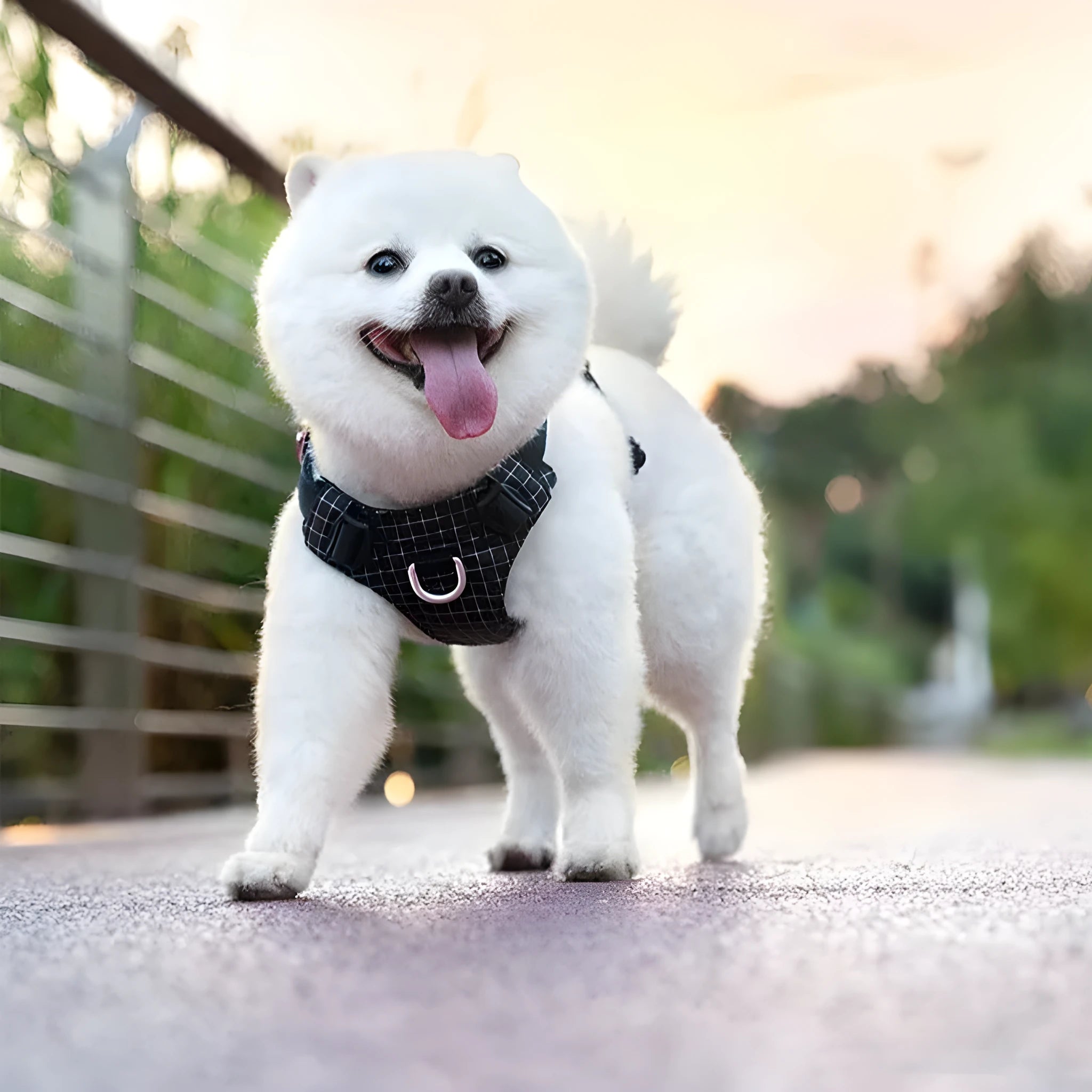 Nylon dog chest harness with LED light in multiple colours